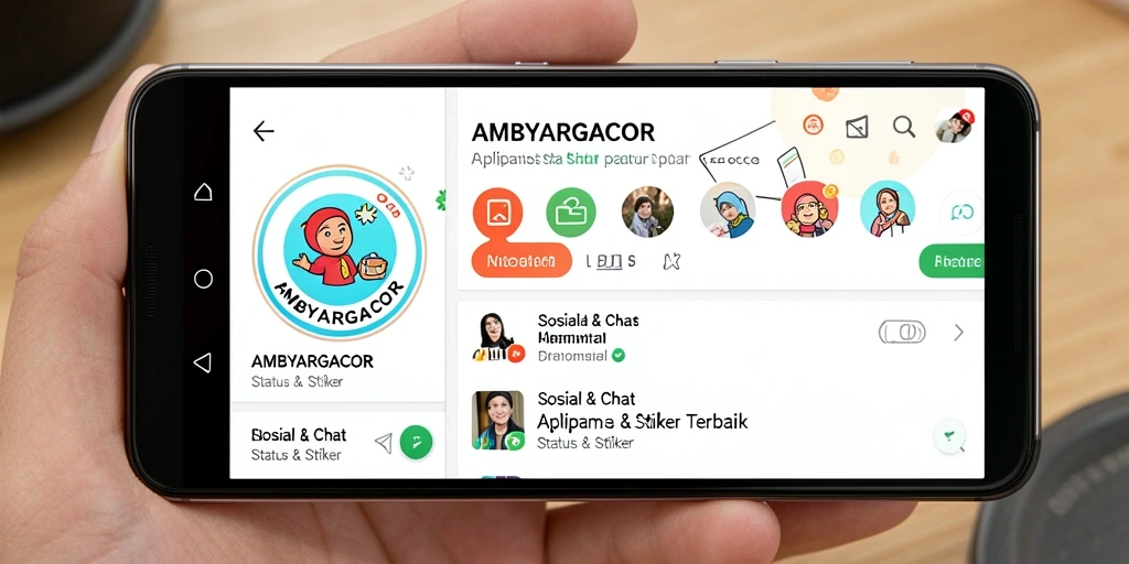 Tampilan antarmuka AMBYARGACOR dengan stiker yang menarik.