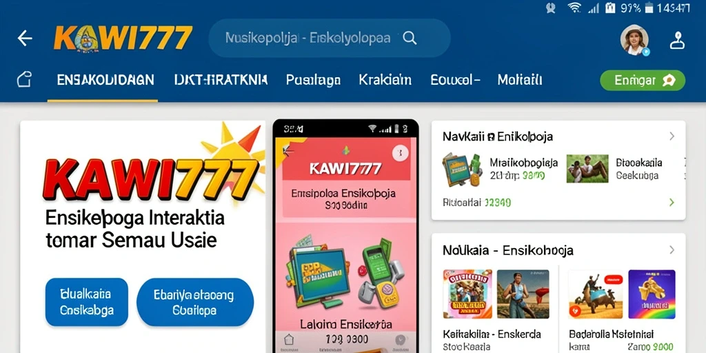 Tampilan antarmuka utama KAWI777 yang informatif dan menarik.