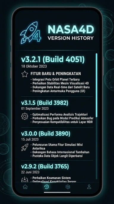 Tampilan riwayat versi nasa4d
